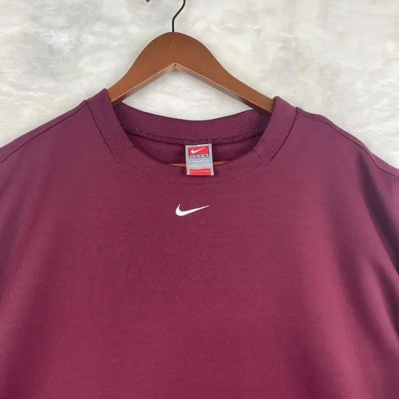 Vintage Team Nike Sweatshirt Mens 4XL Maroon Red Center Swoosh Embroidered Y2K - Picture 2 of 11